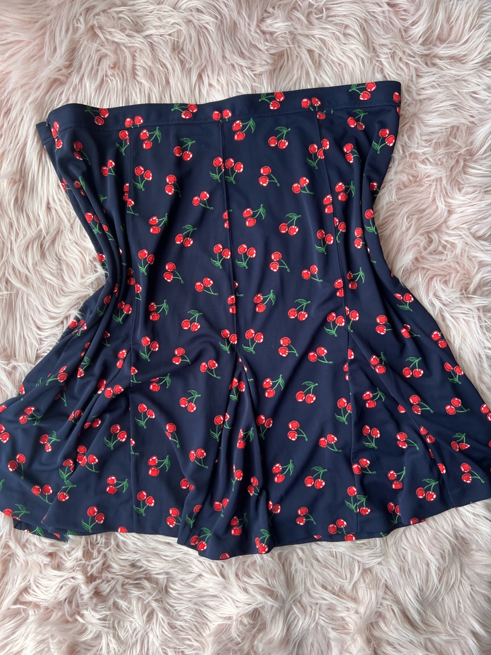 Talbots Navy Midi Skirt with Red Cherry Print Plus Size